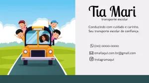 Cartão de Visita Transporte Escolar com Ônibus para Editar