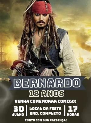 Convite Aniversário Piratas do Caribe para Editar Online