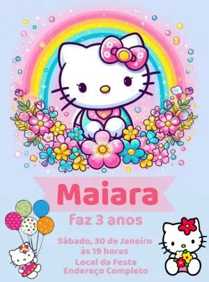 Convite de Aniversário Hello Kitty para Editar Online