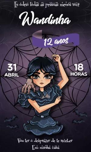 Convite de Aniversário Wandinha Addams para Editar Online