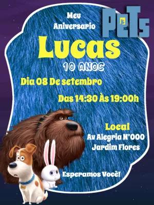 Convite Aniversário A Vida Secreta dos Pets para Editar Online