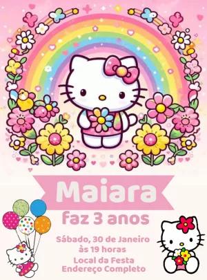 Convite de Aniversário Hello Kitty para Editar Online