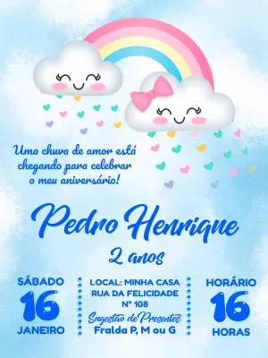 Convite Aniversário Chuva de Amor para Editar Online