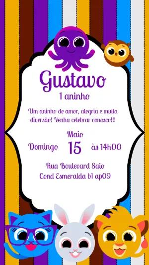 Convite Aniversário Bolofofos com Personagens para Editar Online