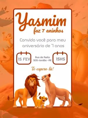 Convite Aniversário Rei Leão para Editar Online e Imprimir