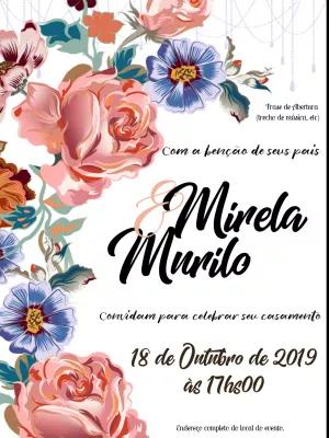 Convite de Casamento Floral Romântico para Editar Online