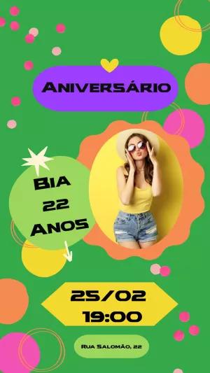 Convite de Aniversário Colorido com Foto para Editar Online