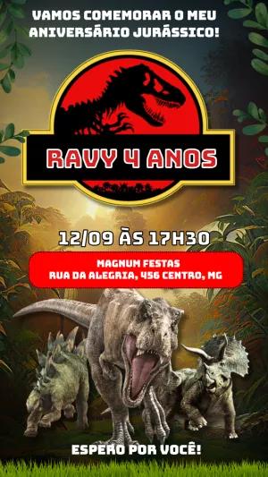 Convite Aniversário Dinossauros Jurássico para Editar Online