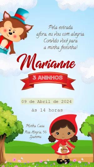 Convite de Aniversário Chapeuzinho Vermelho para Editar Online