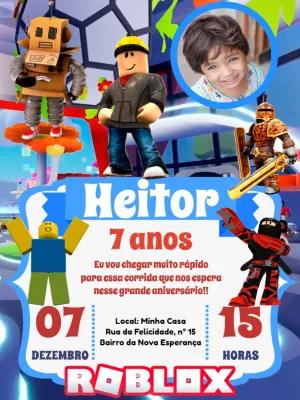 Convite de Aniversário Roblox com Foto para Editar Online