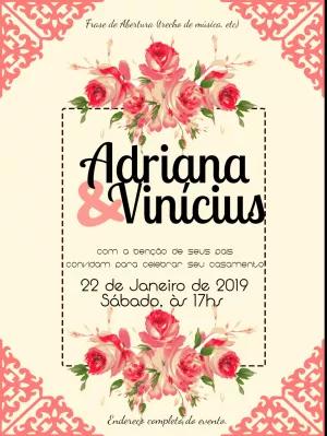 Convite de Casamento Floral com Rosas para Editar Online