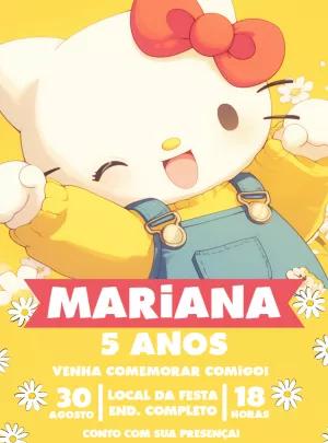 Convite de Aniversário Hello Kitty para Editar Online