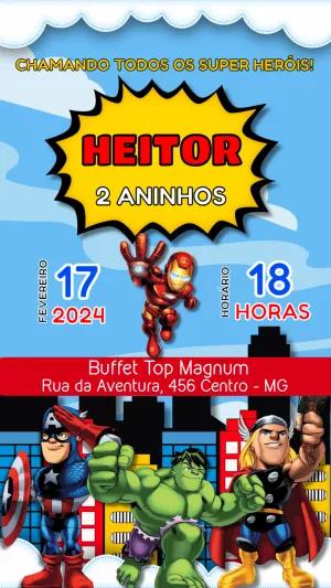 Convite Aniversário Vingadores Cute para Editar Online