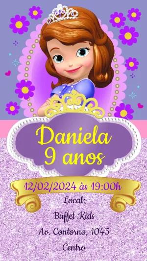 Convite Aniversário Princesinha Sofia para Editar Online