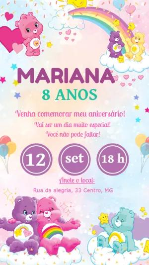 Convite Aniversário Ursinhos Carinhosos para Editar Online