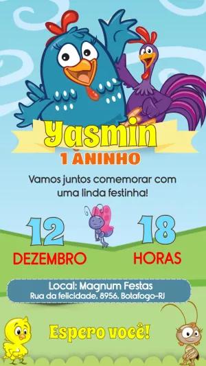 Convite de Aniversário Galinha Pintadinha para Editar Online