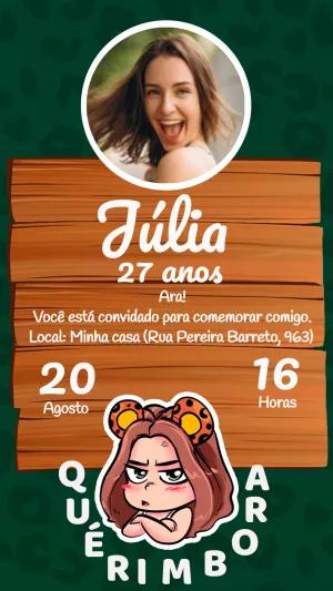 Convite de Aniversário Oncinha com Foto para Editar Online