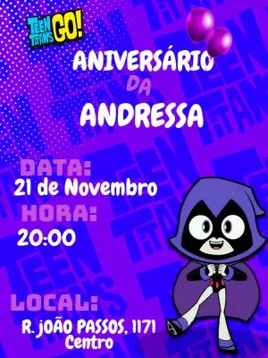 Convite Aniversário Ravena Jovens Titãs para Editar Online