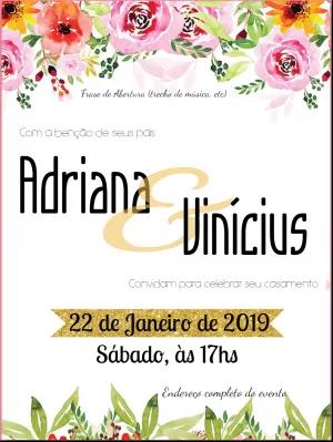 Convite de Casamento Floral Aquarela para Editar Online