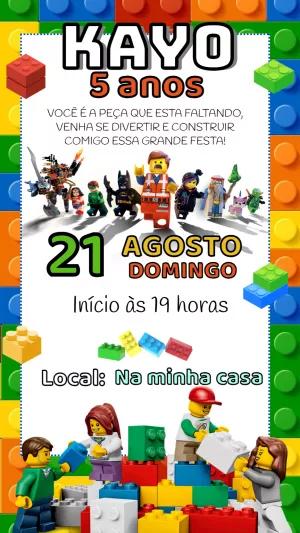 Convite Aniversário Lego Heróis com Personagens para Editar