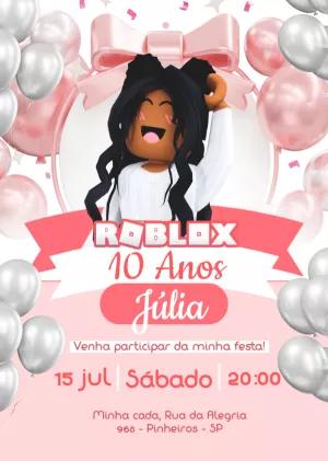 Convite Aniversário Roblox Menina para Editar Online