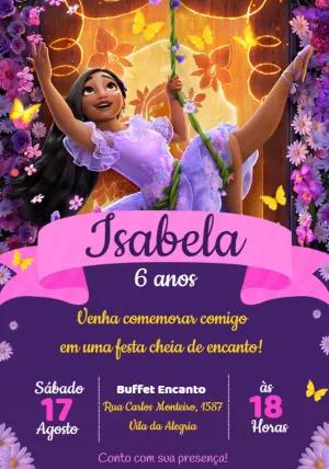 Convite de Aniversário Encanto com Isabela para Editar Online
