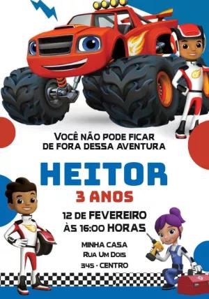 Convite de Aniversário Blaze Monster Machines para Editar Online