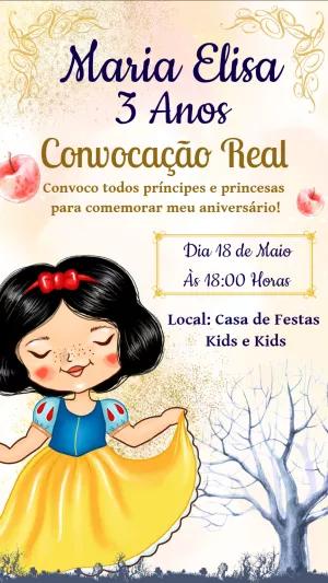 Convite Aniversário Branca de Neve com Princesa para Editar