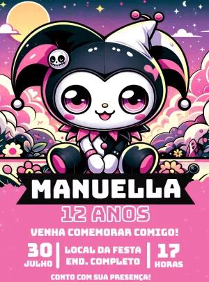 Convite de Aniversário Kuromi Jester para Editar Online