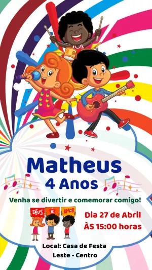 Convite Aniversário 3 Palavrinhas com Personagens para Editar