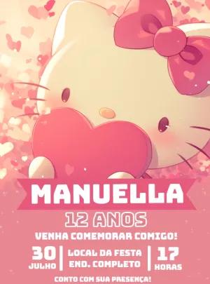 Convite de Aniversário Hello Kitty para Editar Online