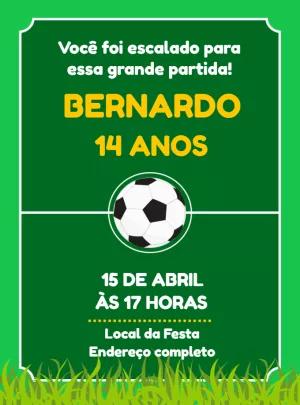 Convite de Aniversário Futebol Editável para Enviar Online