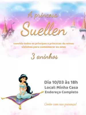 Convite Aniversário Jasmine Princesa para Editar Online