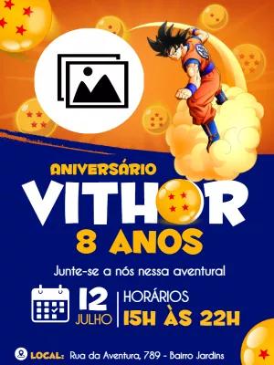 Convite Aniversário Goku com Foto para Editar Online