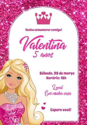 Convite de Aniversário Barbie Princesa para Editar Online