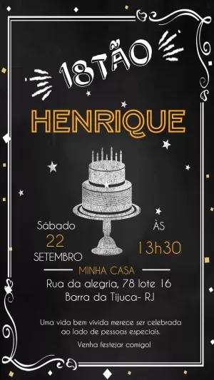 Convite de Aniversário Masculino Chalkboard para Editar