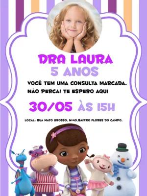 Convite Aniversário Doutora Brinquedos com Foto para Editar