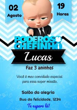 Convite de Aniversário Poderoso Chefinho para Editar Online