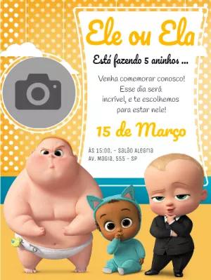 Convite Aniversário O Poderoso Chefinho com Foto para Editar