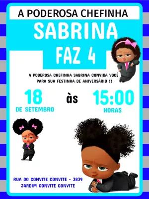 Convite Aniversário Poderosa Chefinha Negra para Editar Online