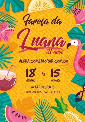 Convite de Aniversário Tropical com Flamingo para Editar Online