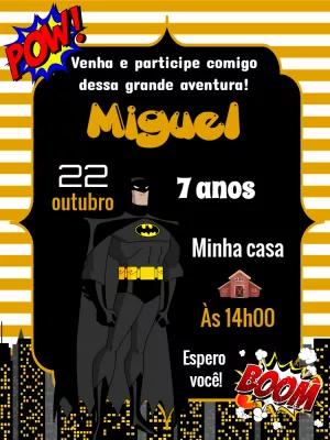Convite de Aniversário Batman para Editar e Imprimir