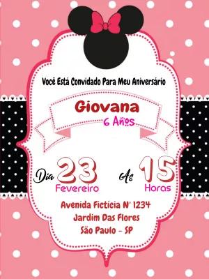 Convite Aniversário Minnie Rosa para Editar Online