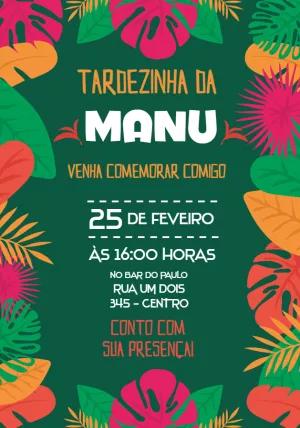 Convite Aniversário Tardezinha Tropical para Editar Online