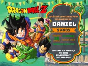 Convite Aniversário Dragon Ball Z com Goku para Editar Online