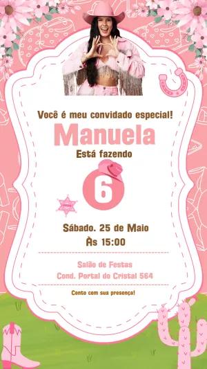 Convite Aniversário Boiadeira Ana Castela para Editar Online