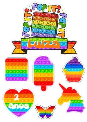 Topo de Bolo Pop It com Elementos para Editar Online