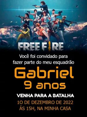 Convite Aniversário Free Fire com Personagens para Editar Online