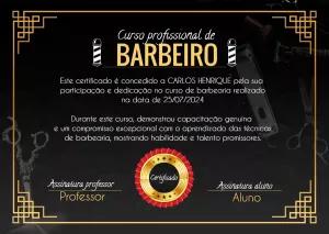 Certificado de Barbeiro Profissional para Editar Online