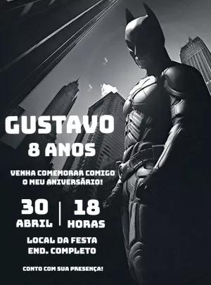 Convite de Aniversário Batman para Editar e Imprimir Online
